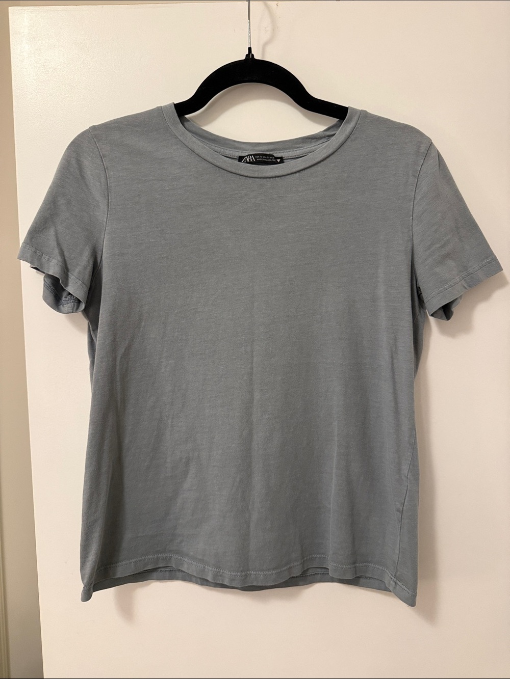 Zara Dusty Blue Short Sleeve Crew Neck Tee